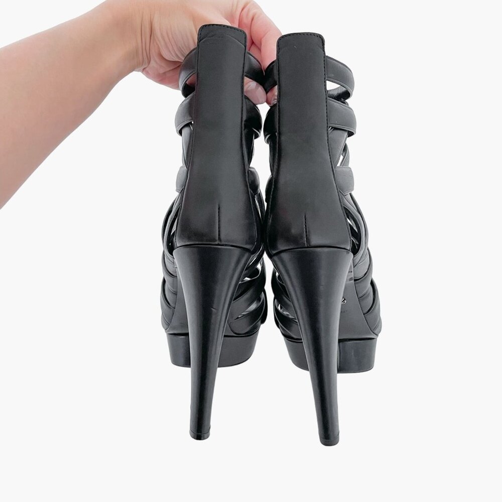 Gucci Lifford Cage Platform Pumps EU 39 US 9 Black High Heel Gladiator Booties - Picture 6 of 12